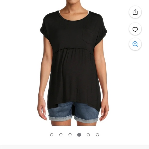 Time and Tru Maternity Shirt Baby doll peplum Top Black size Medium - Picture 10 of 12